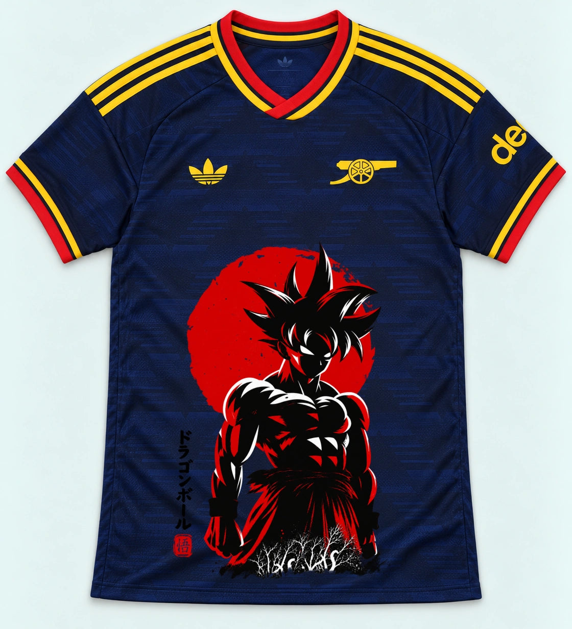 Arsenal Navy Goku Rising Sun Dragon Ball Jersey — Front