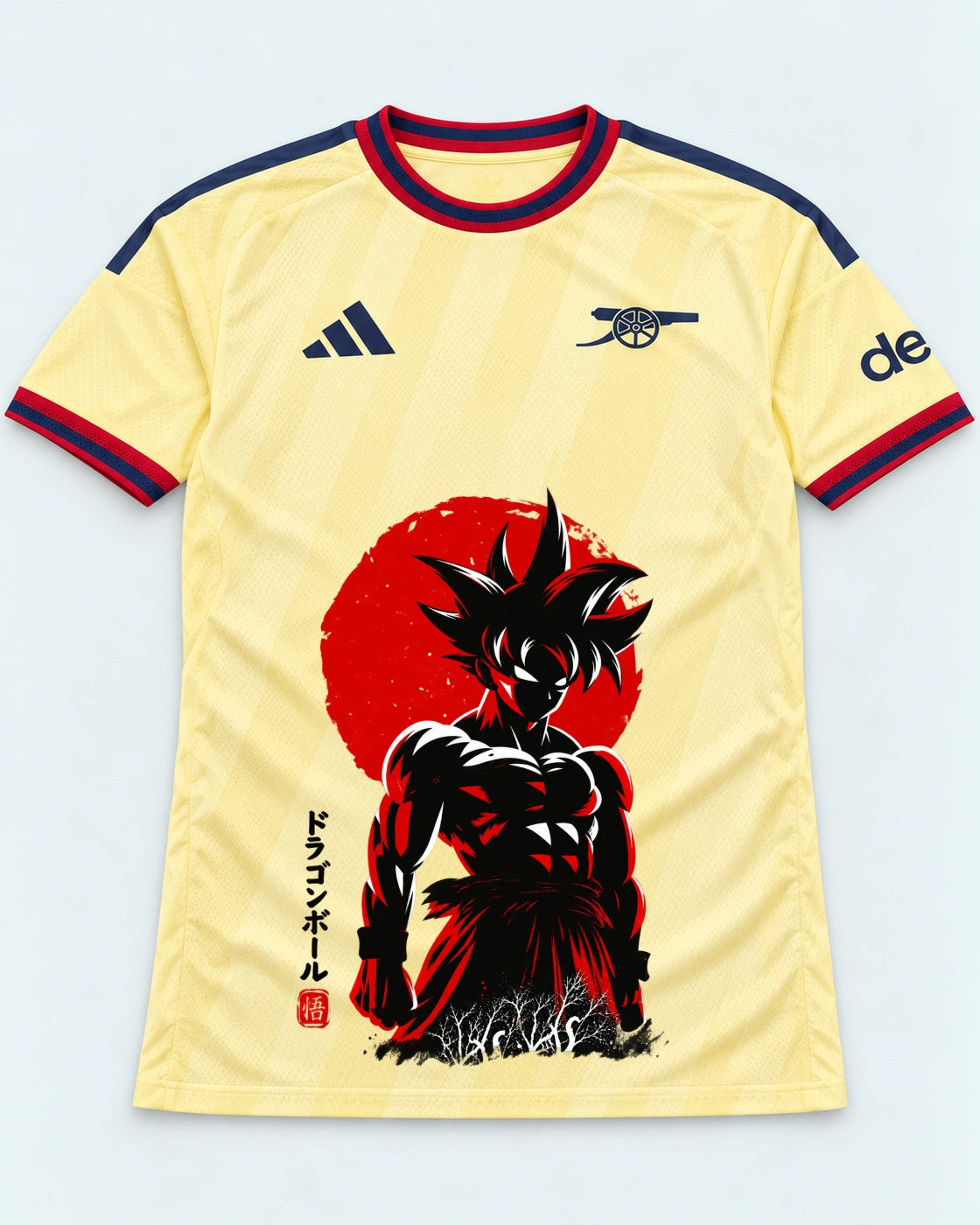 Arsenal Yellow Goku Rising Sun Dragon Ball Jersey — Front