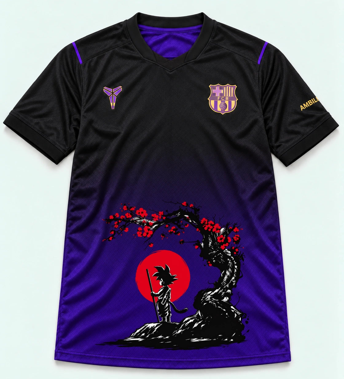 Barcelona Black Purple Goku Sakura Dragon Ball Jersey — Front