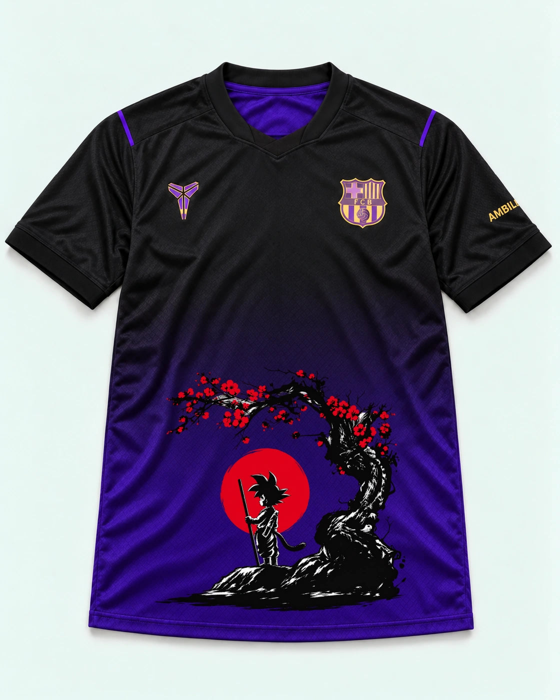 Barcelona Black Purple Goku Sakura Dragon Ball Jersey — Front