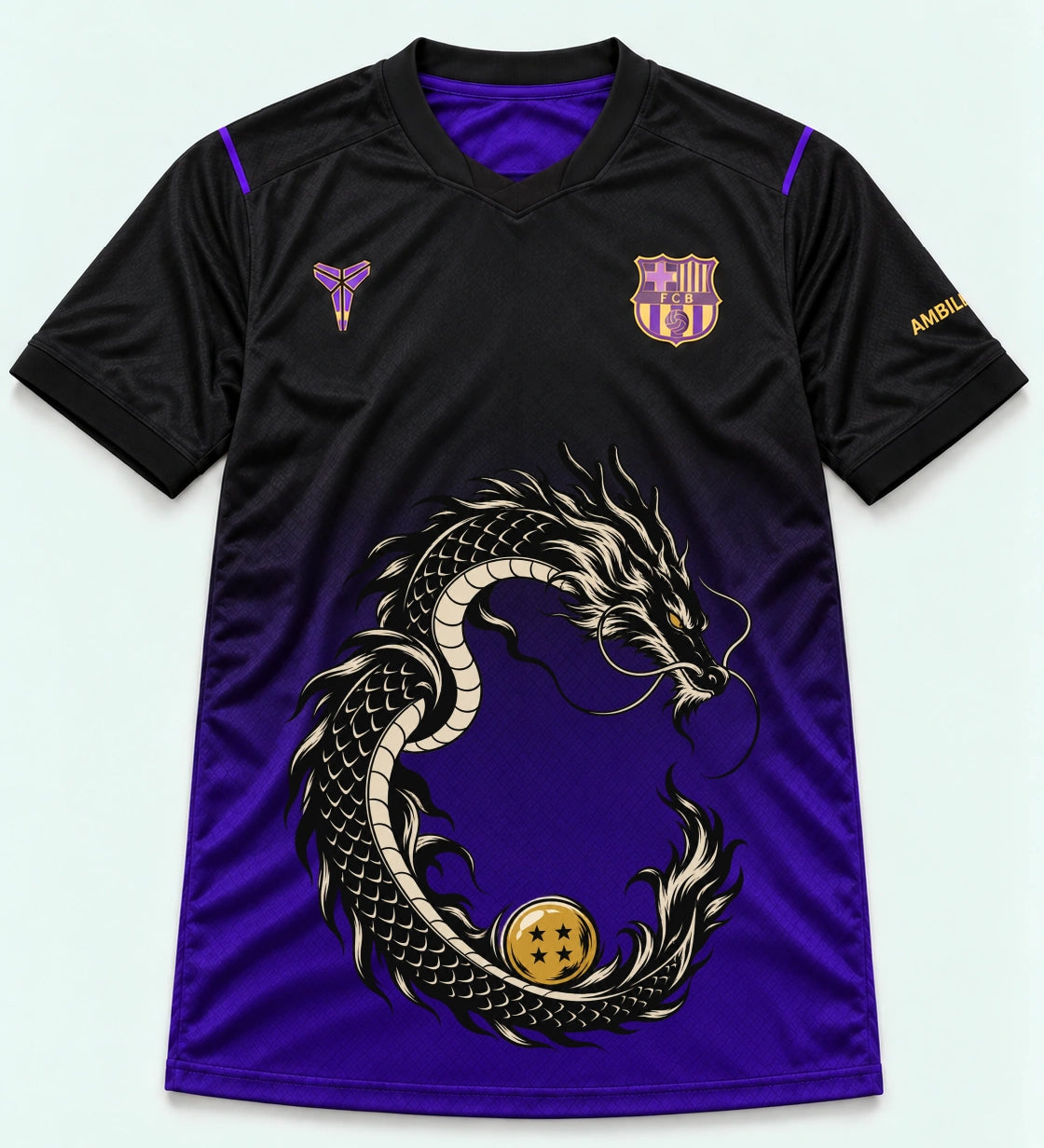 Barcelona Black Purple Shenron Emblem Dragon Ball Jersey — Front
