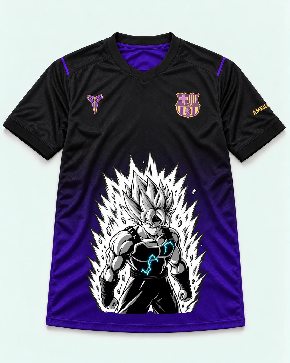 Barcelona Black Purple Super Saiyan Aura Dragon Ball Jersey — Front