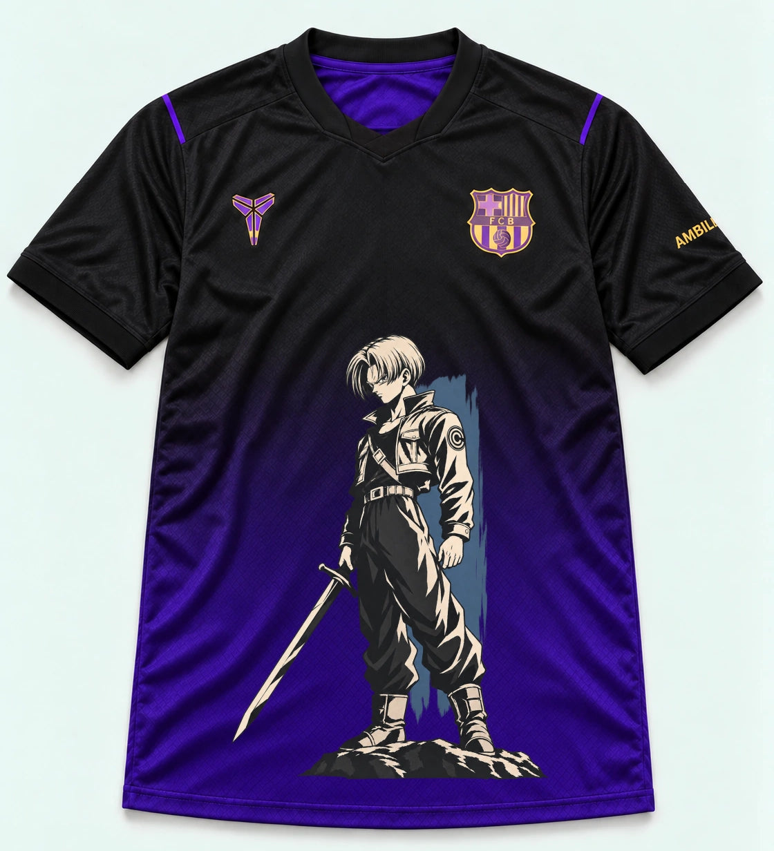 Barcelona Black Purple Trunks Sword Dragon Ball Jersey — Front