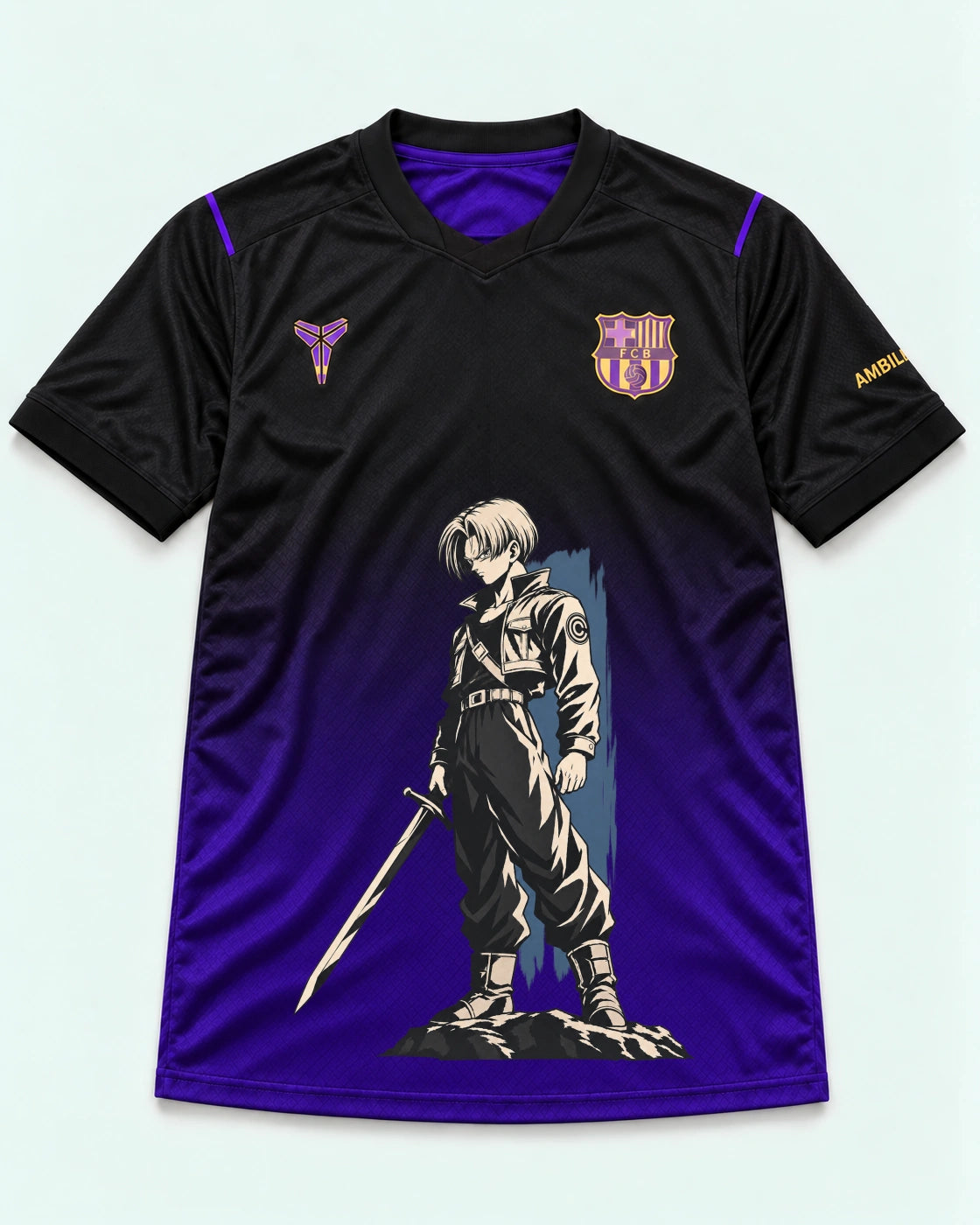 Barcelona Black Purple Trunks Sword Dragon Ball Jersey — Front