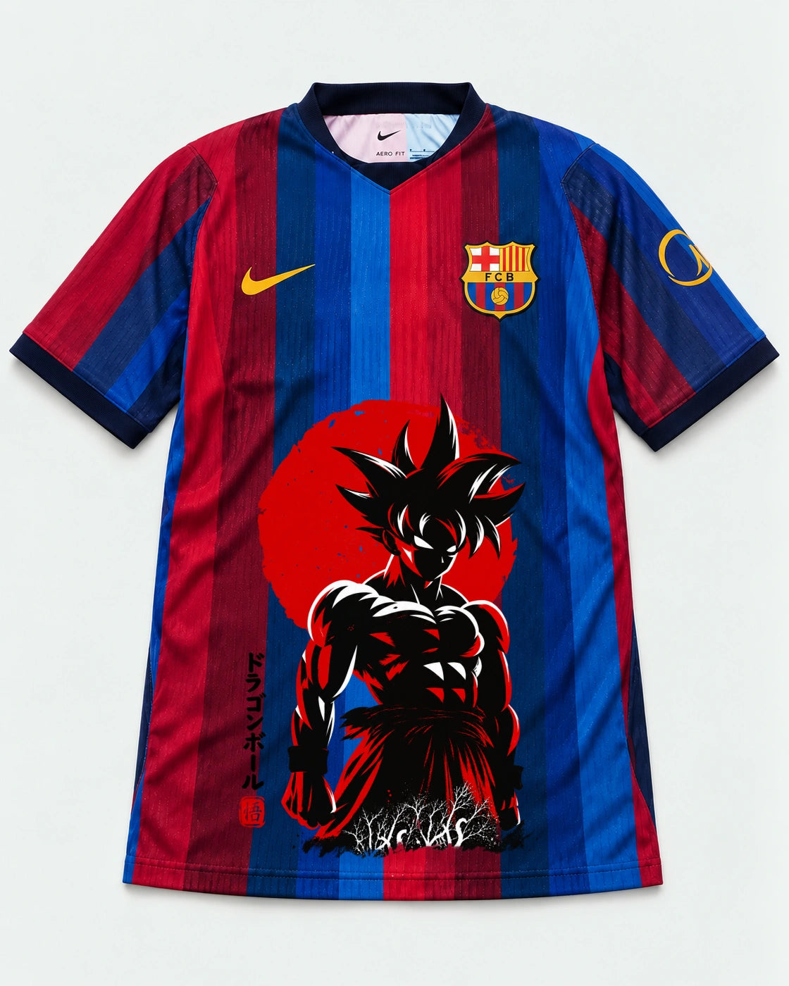Barcelona Home Goku Rising Sun Dragon Ball Jersey — Front