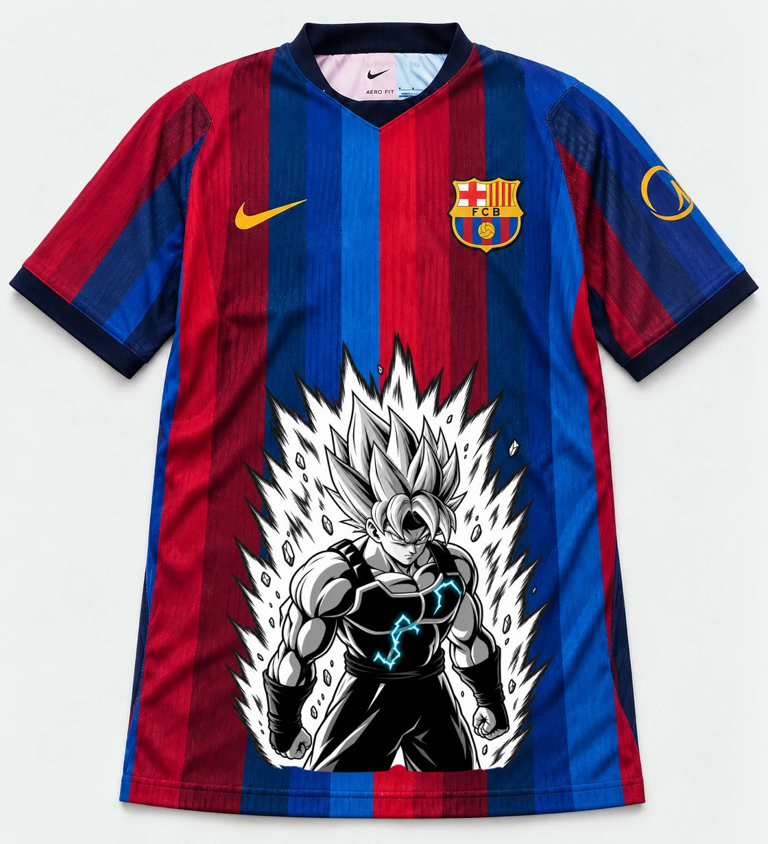 Barcelona Home Super Saiyan Aura Dragon Ball Jersey — Front