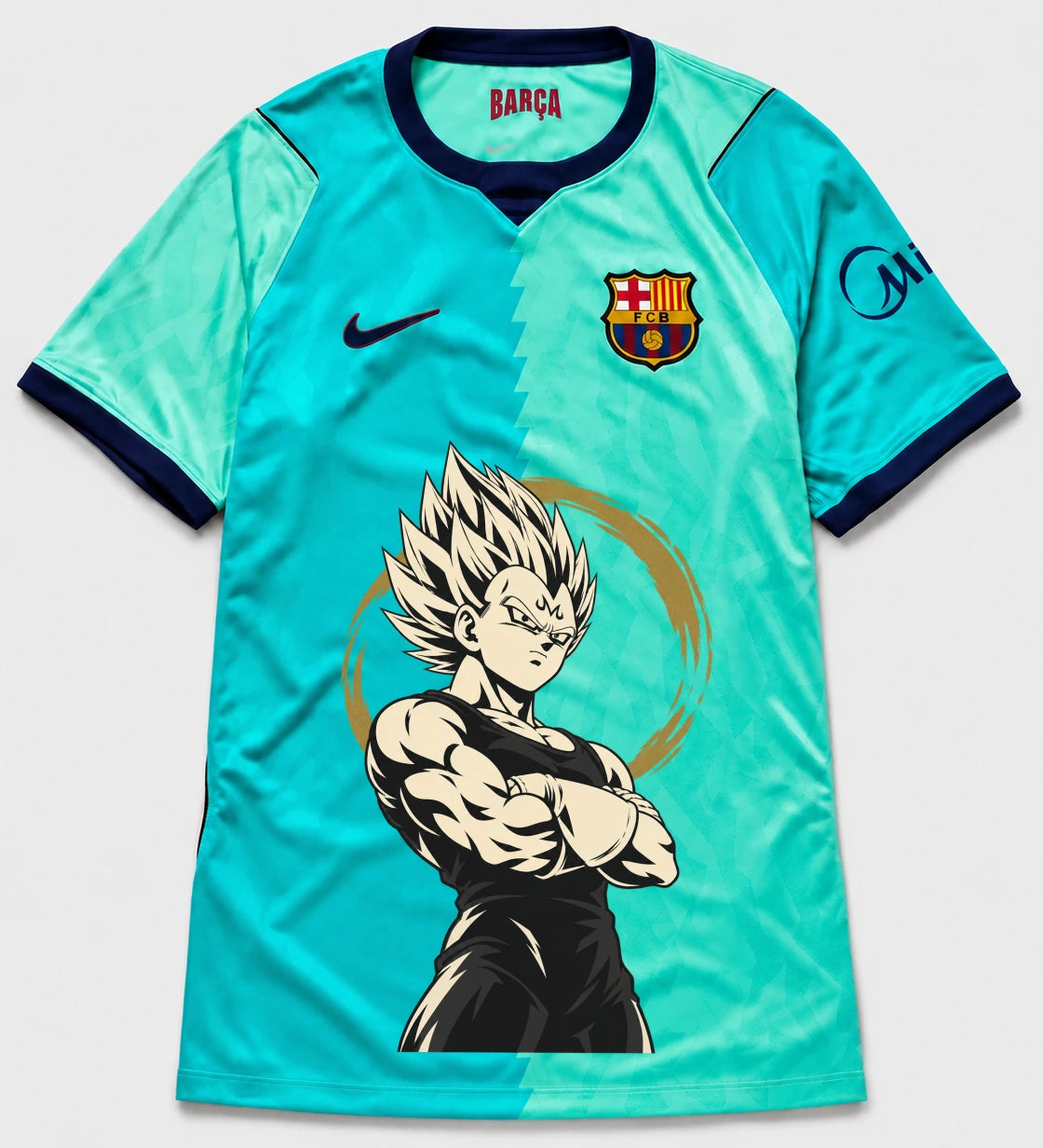 Barcelona Turquoise Majin Vegeta Dragon Ball Jersey — Front