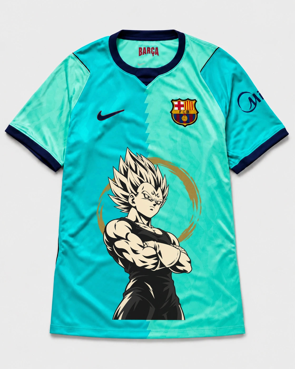 Barcelona Turquoise Majin Vegeta Dragon Ball Jersey — Front