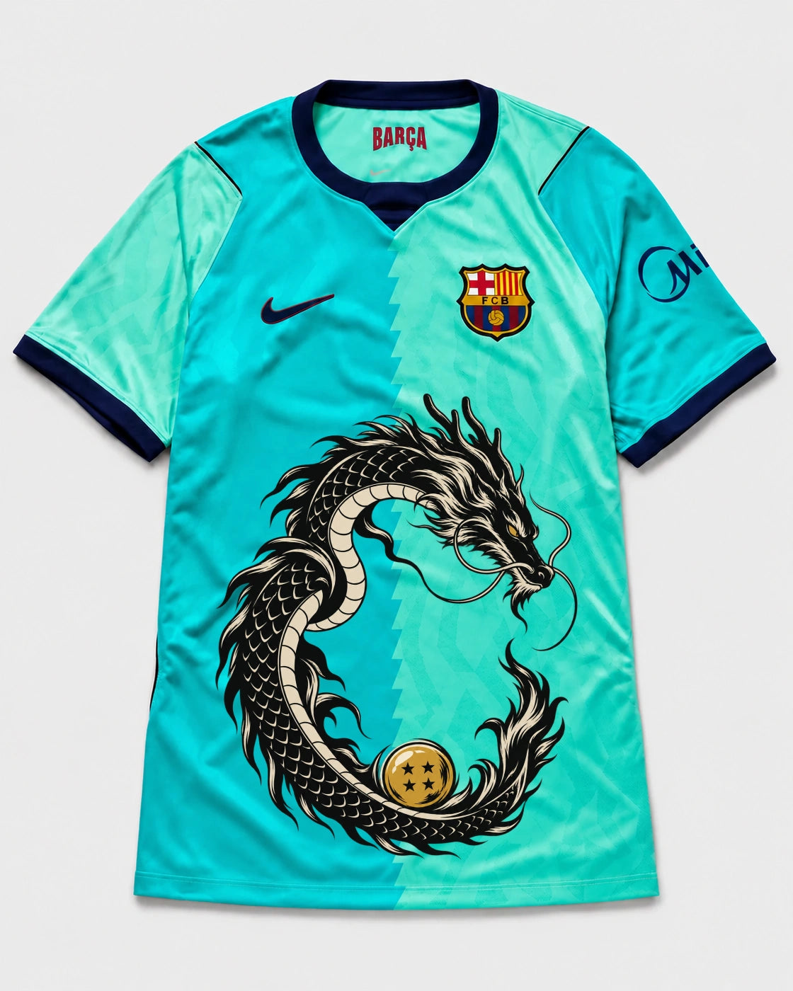 Barcelona Turquoise Shenron Emblem Dragon Ball Jersey — Front