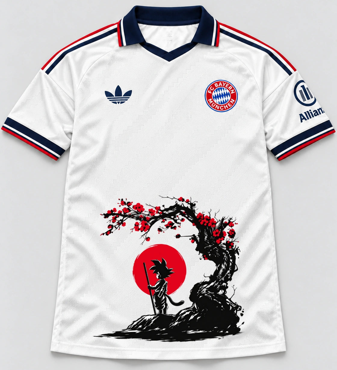 Bayern Munich White Goku Sakura Dragon Ball Jersey — Front