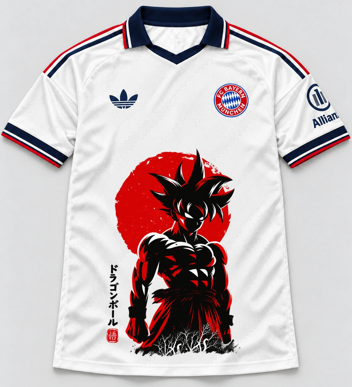 Bayern Munich White Goku Rising Sun Dragon Ball Jersey — Front
