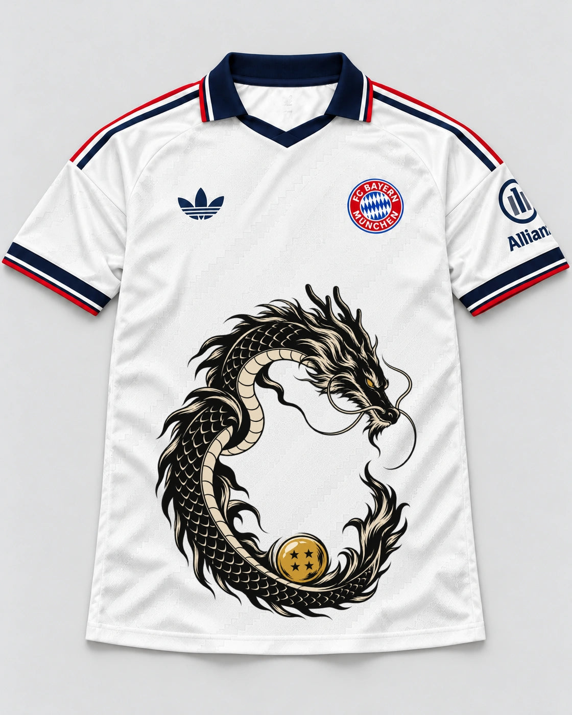 Bayern Munich White Shenron Emblem Dragon Ball Jersey — Front