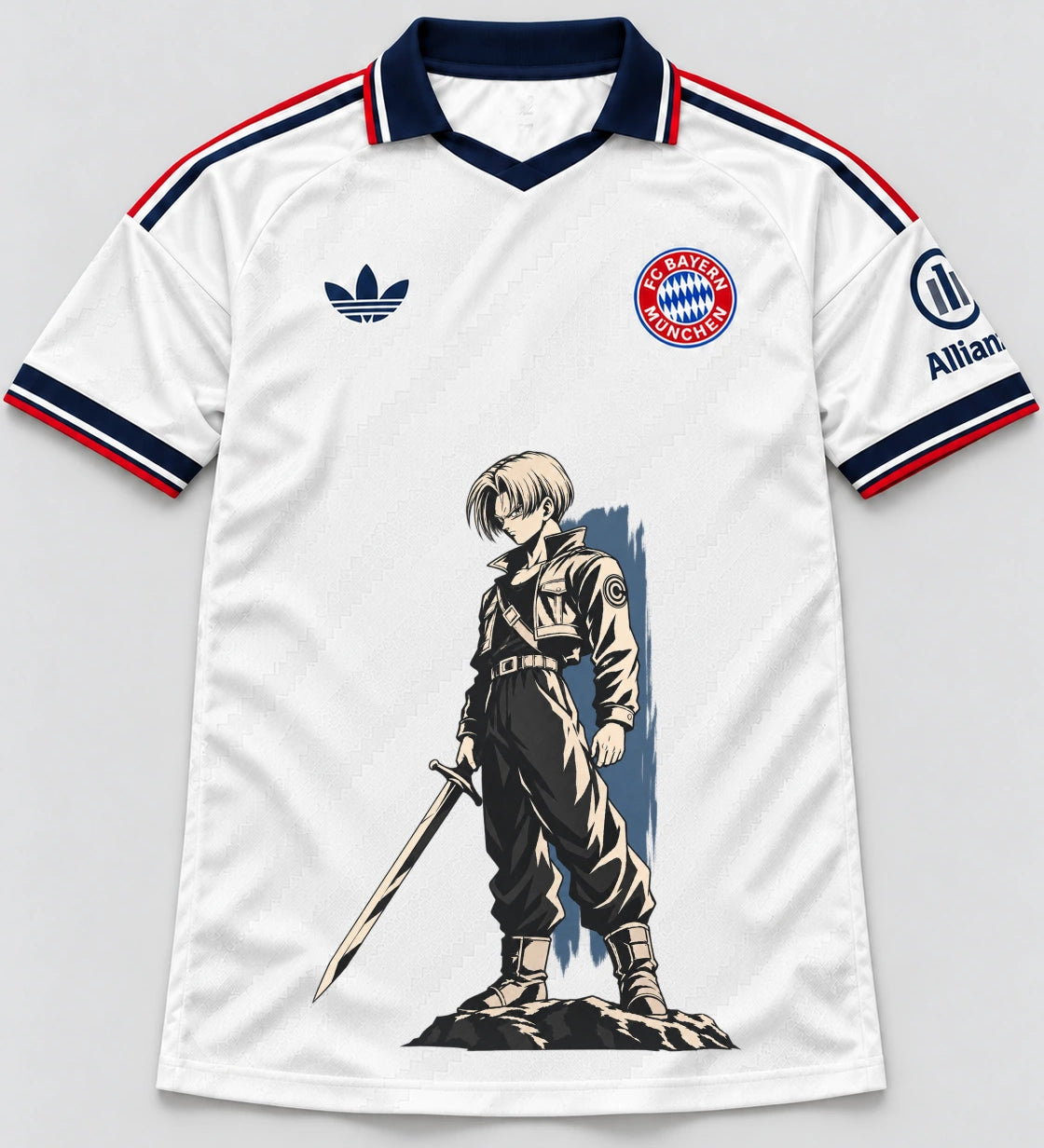 Bayern Munich White Trunks Sword Dragon Ball Jersey — Front