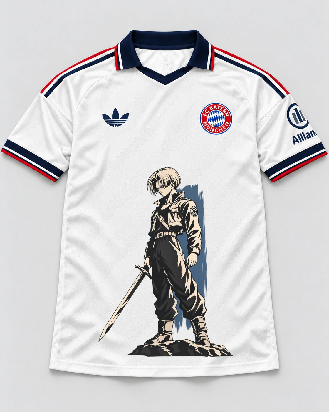 Bayern Munich White Trunks Sword Dragon Ball Jersey — Front