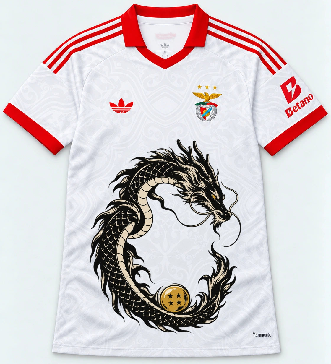 Benfica White Shenron Emblem Dragon Ball Jersey — Front