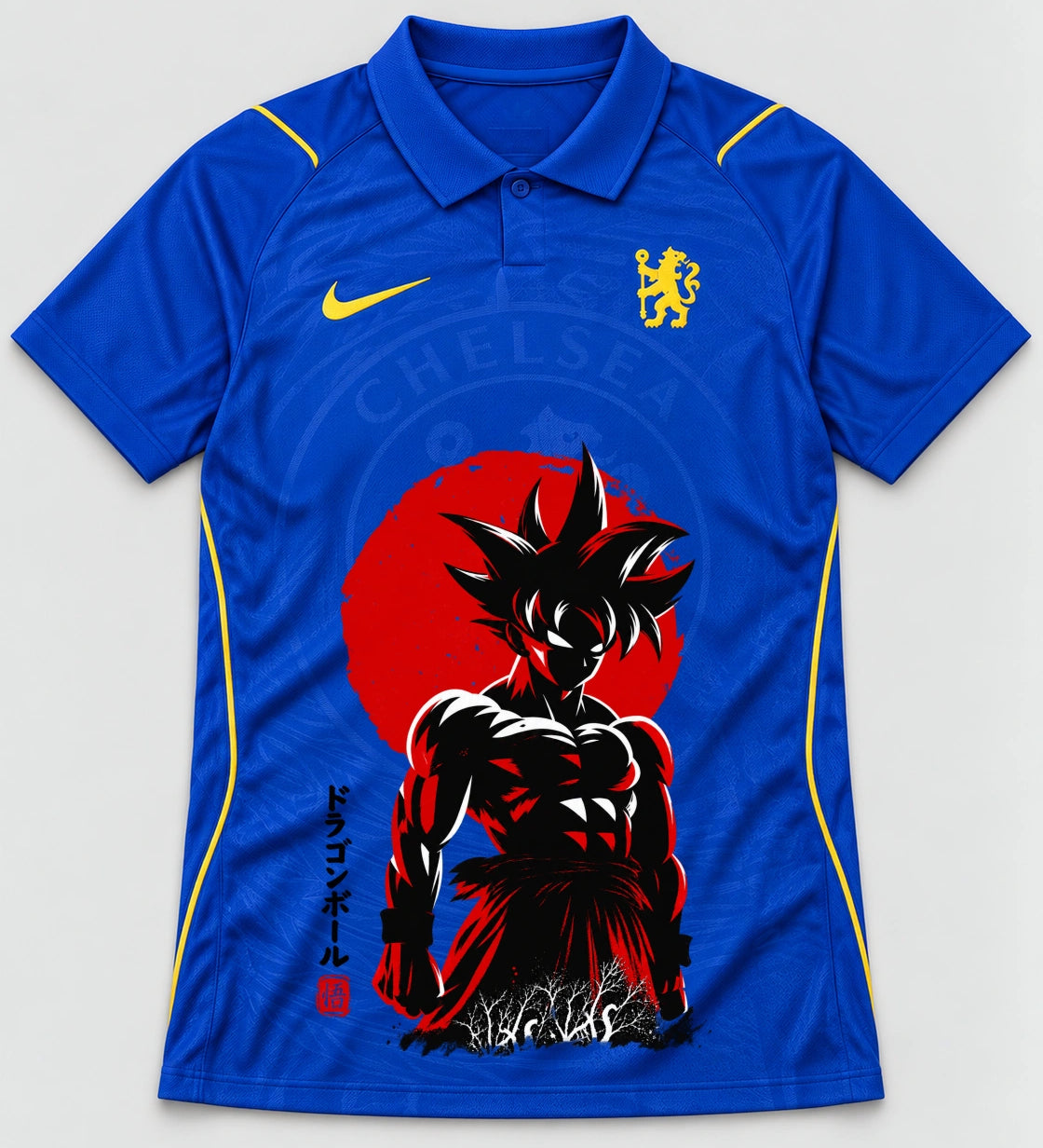 Chelsea Blue Goku Rising Sun Dragon Ball Jersey — Front