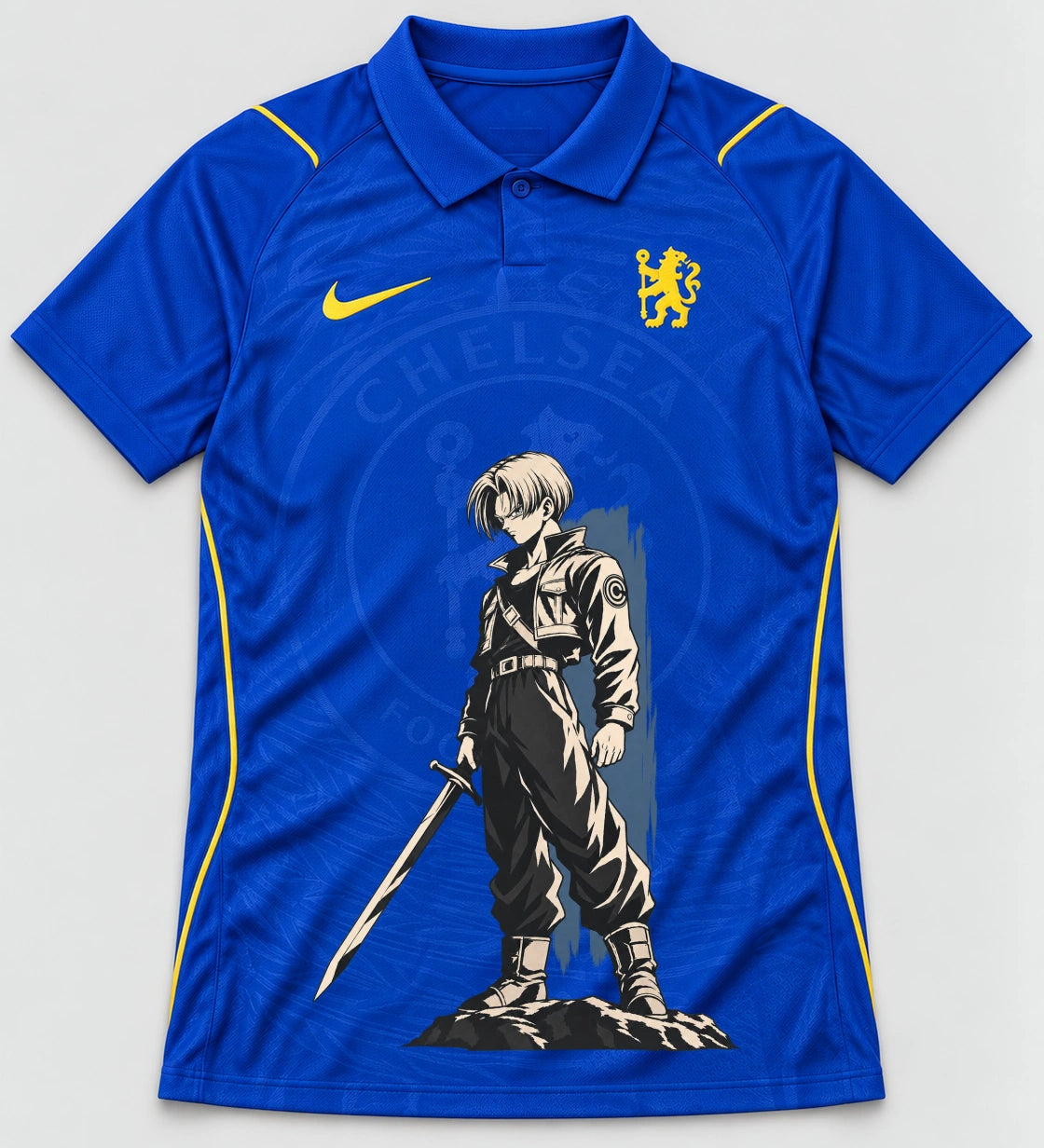Chelsea Blue Trunks Sword Dragon Ball Jersey — Front