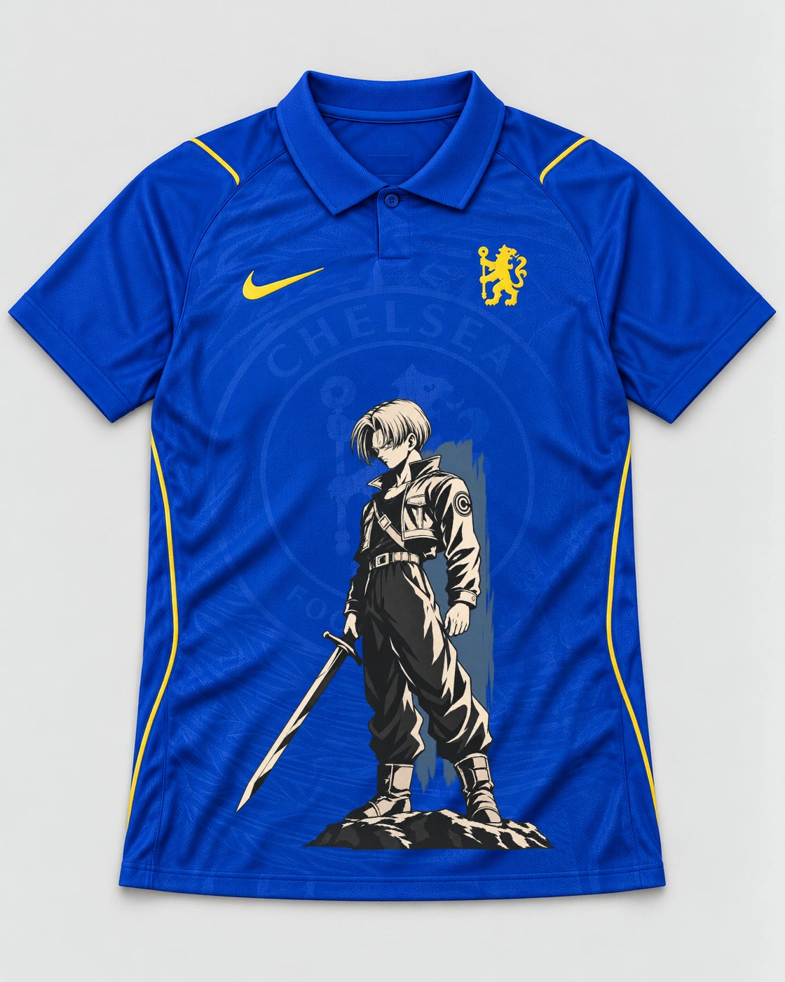Chelsea Blue Trunks Sword Dragon Ball Jersey — Front