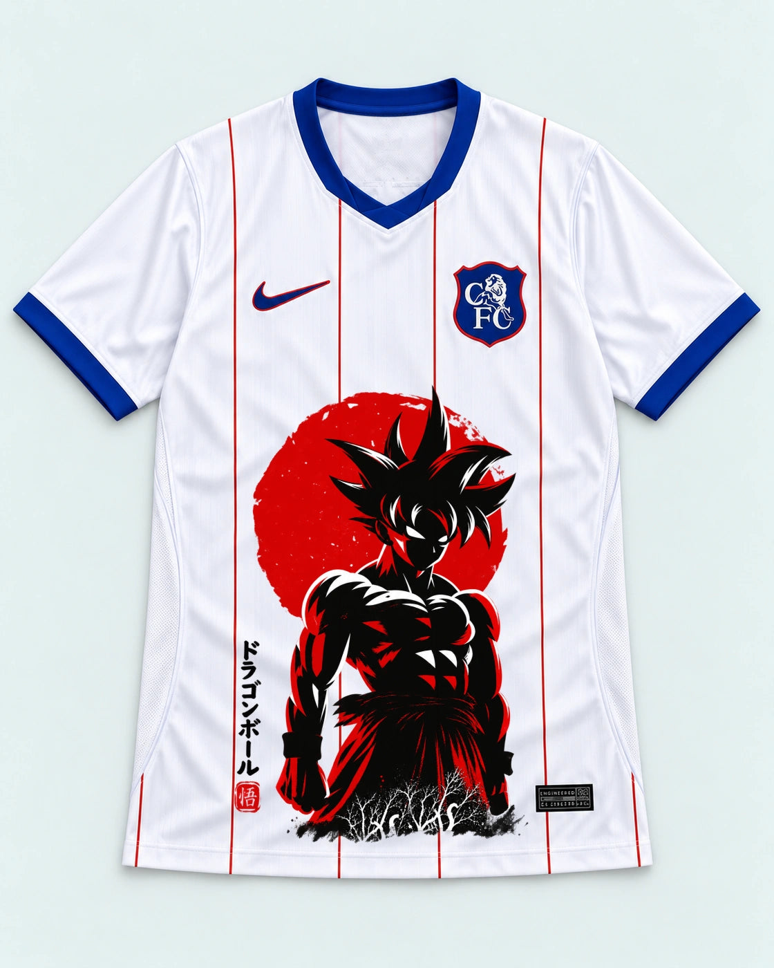 Chelsea White Goku Rising Sun Dragon Ball Jersey — Front
