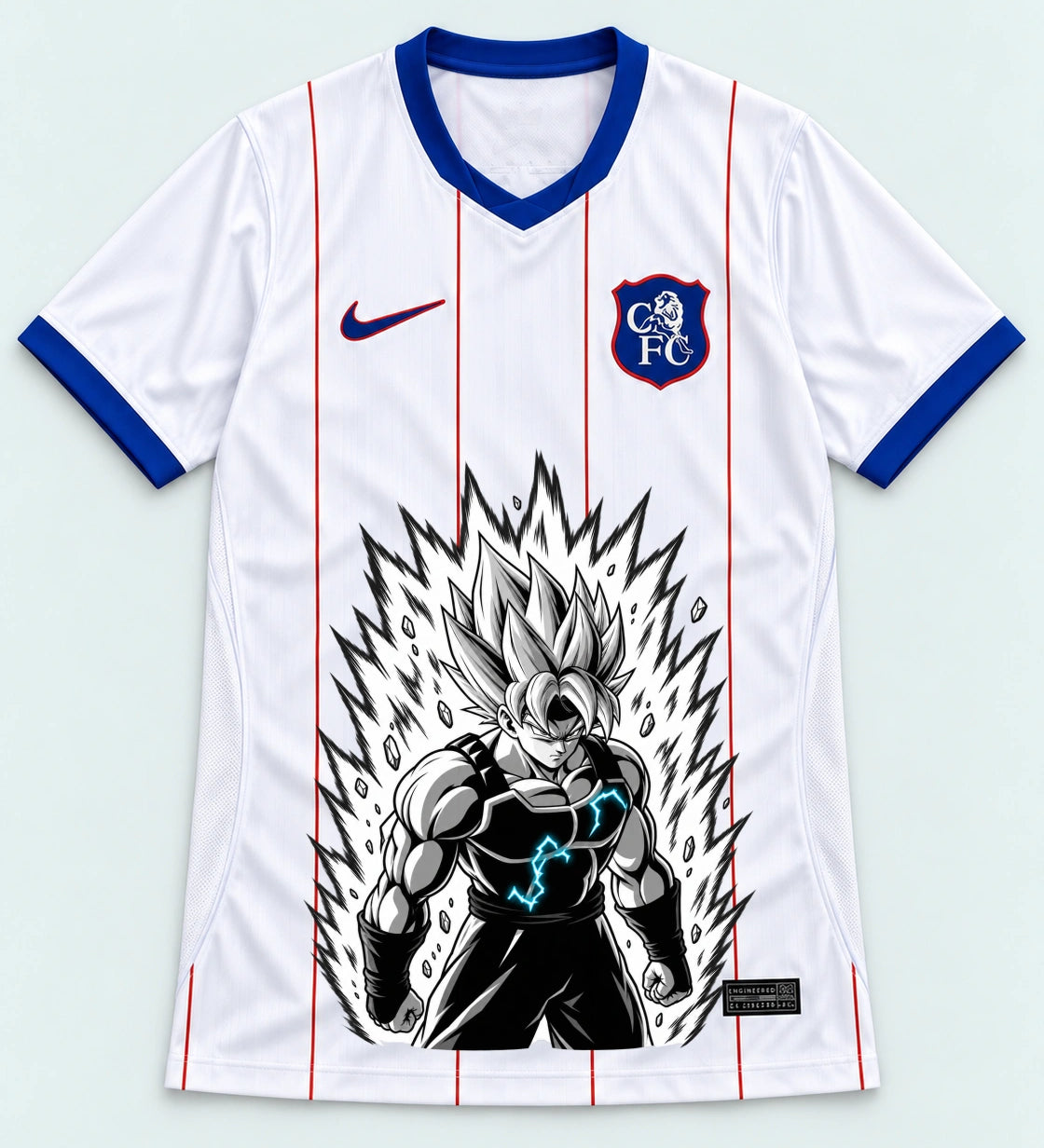 Chelsea White Super Saiyan Aura Dragon Ball Jersey — Front