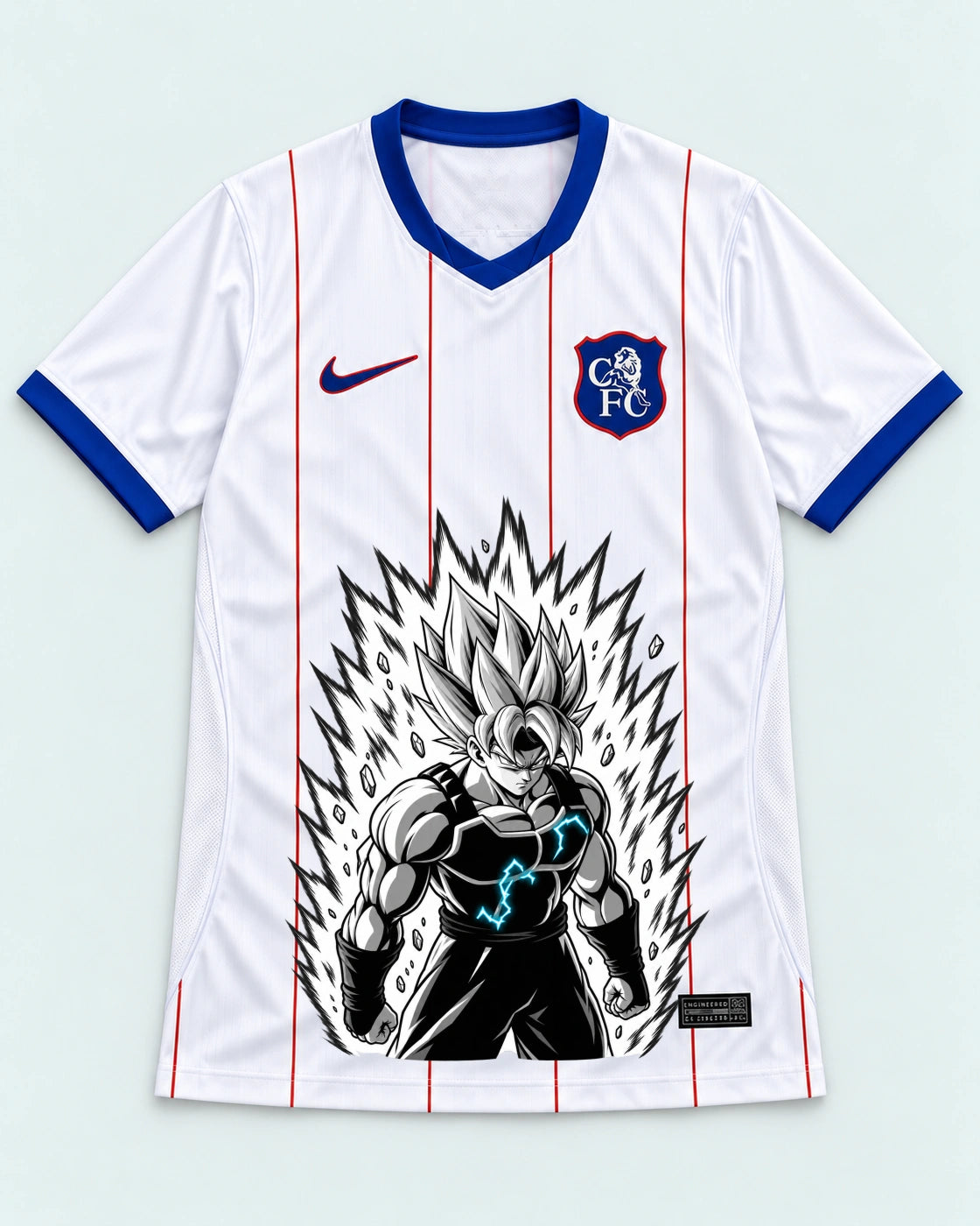 Chelsea White Super Saiyan Aura Dragon Ball Jersey — Front