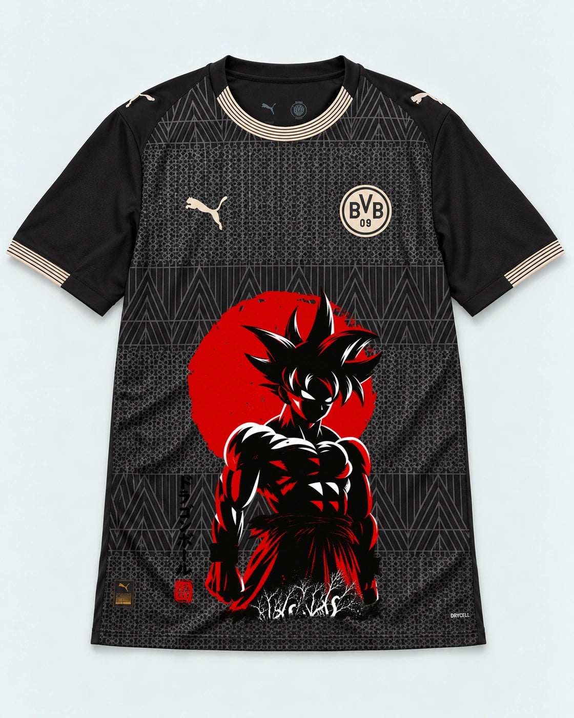 Borussia Dortmund Special Black Goku Rising Sun Dragon Ball Jersey — Front