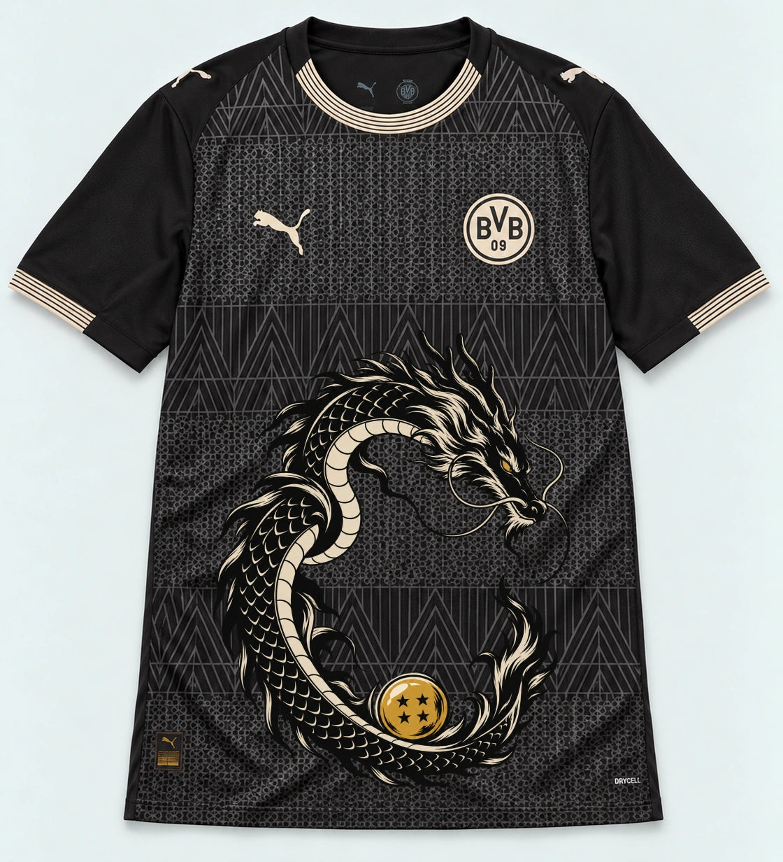 Borussia Dortmund Special Black Shenron Emblem Dragon Ball Jersey — Front