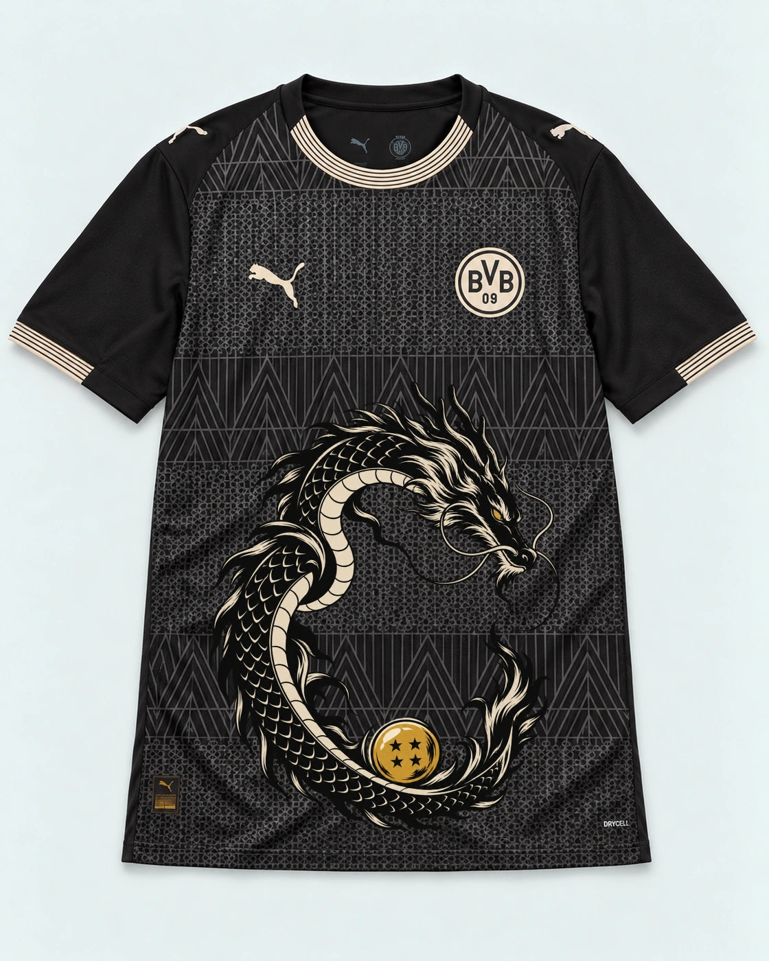 Borussia Dortmund Special Black Shenron Emblem Dragon Ball Jersey — Front