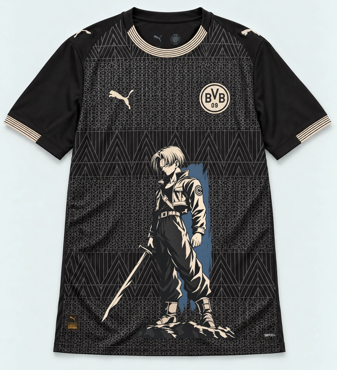 Borussia Dortmund Special Black Trunks Sword Dragon Ball Jersey — Front