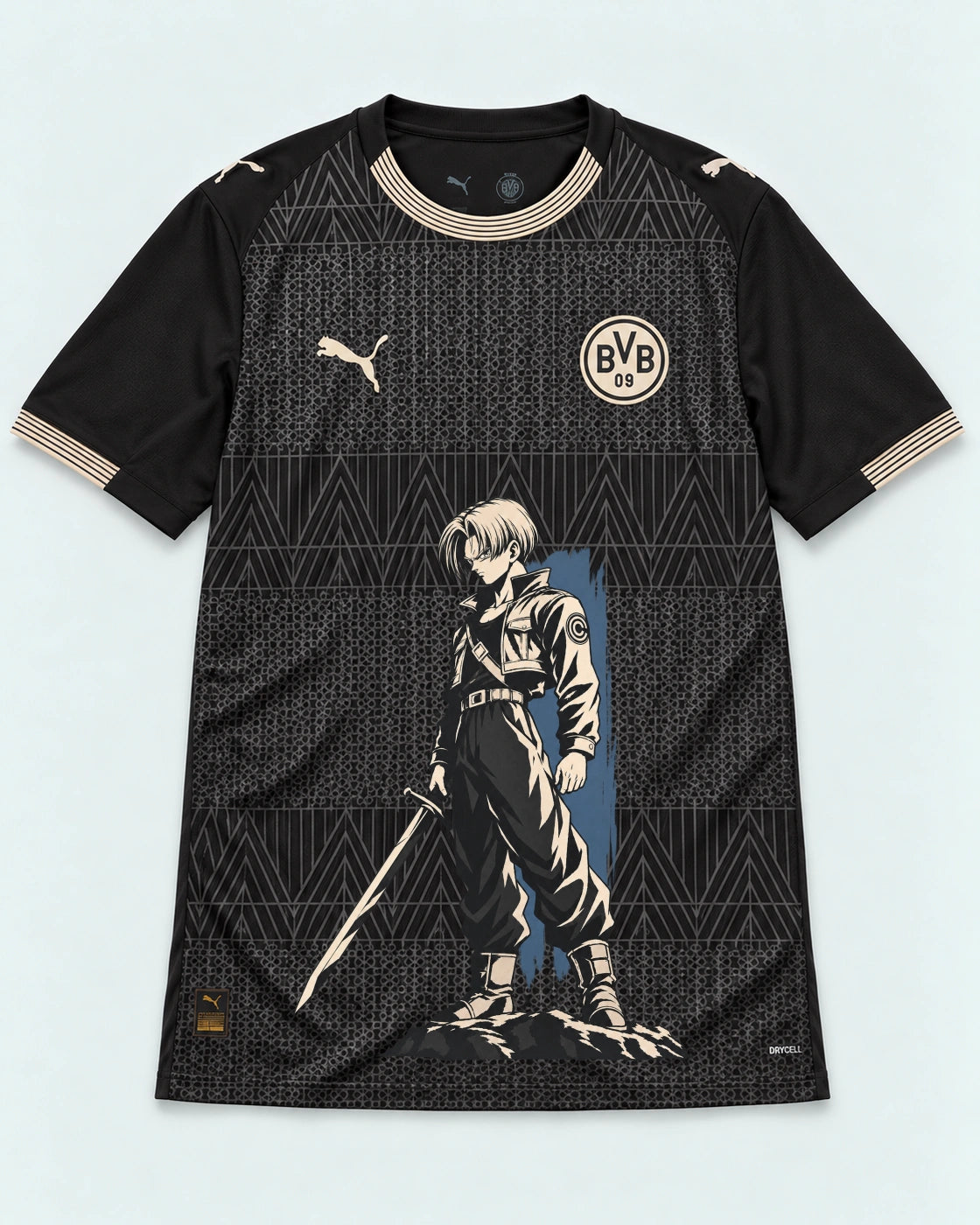 Borussia Dortmund Special Black Trunks Sword Dragon Ball Jersey — Front