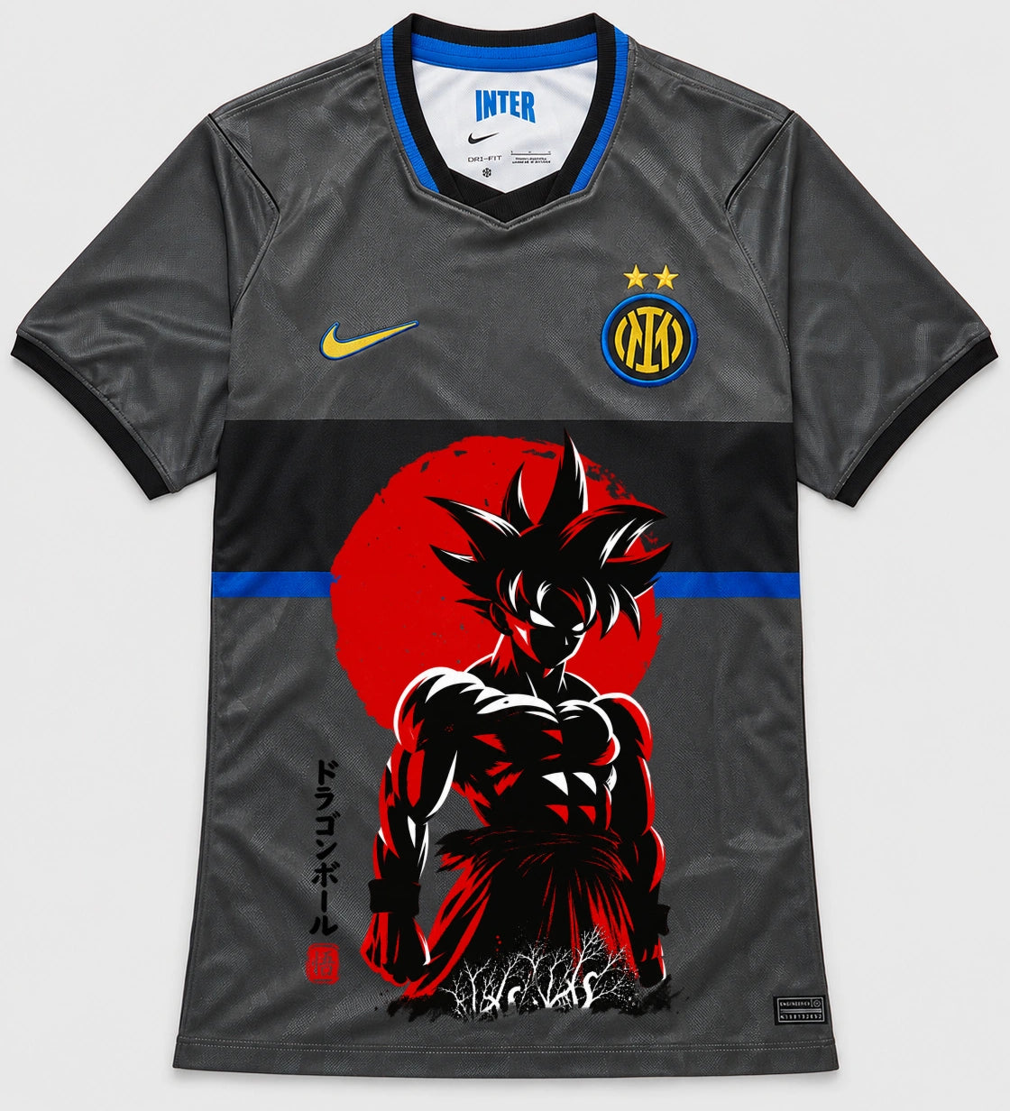 Inter Milan Gray Goku Rising Sun Dragon Ball Jersey — Front