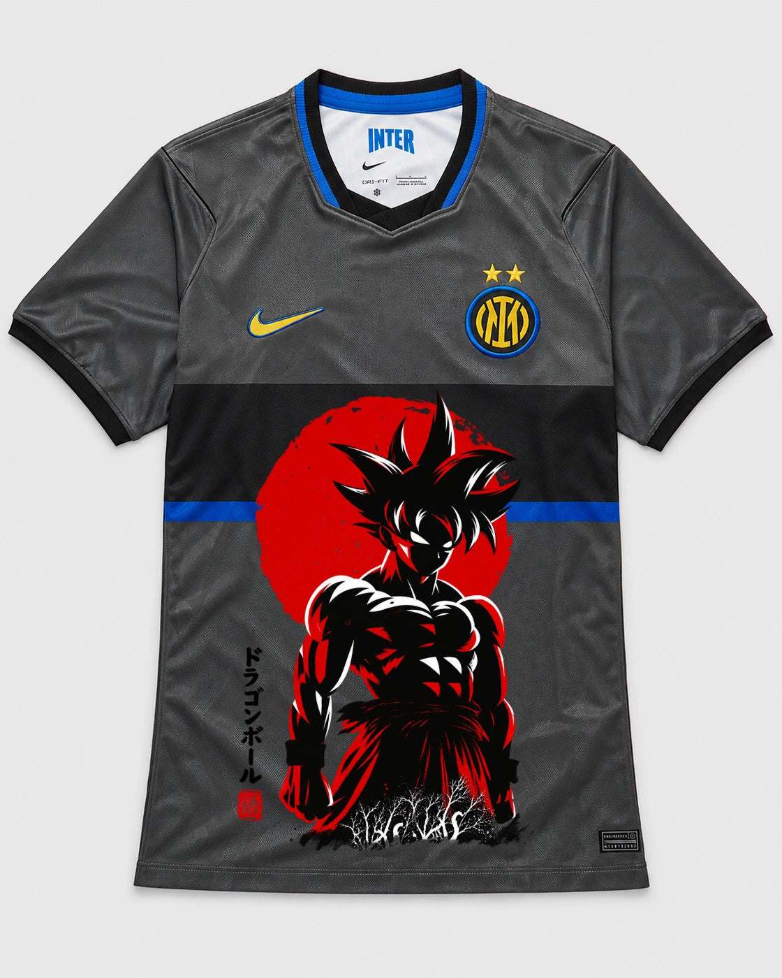 Inter Milan Gray Goku Rising Sun Dragon Ball Jersey — Front