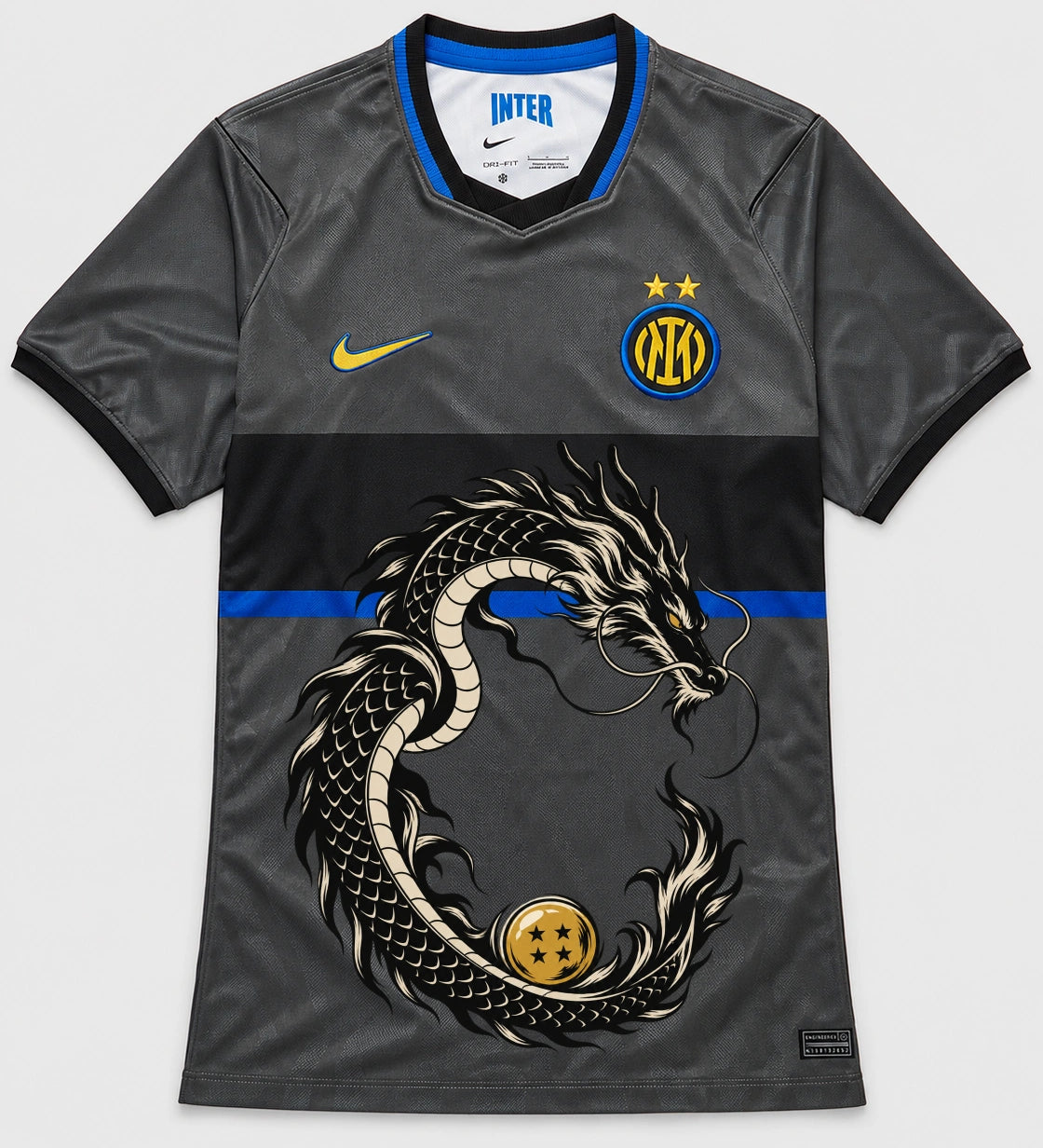 Inter Milan Gray Shenron Emblem Dragon Ball Jersey — Front