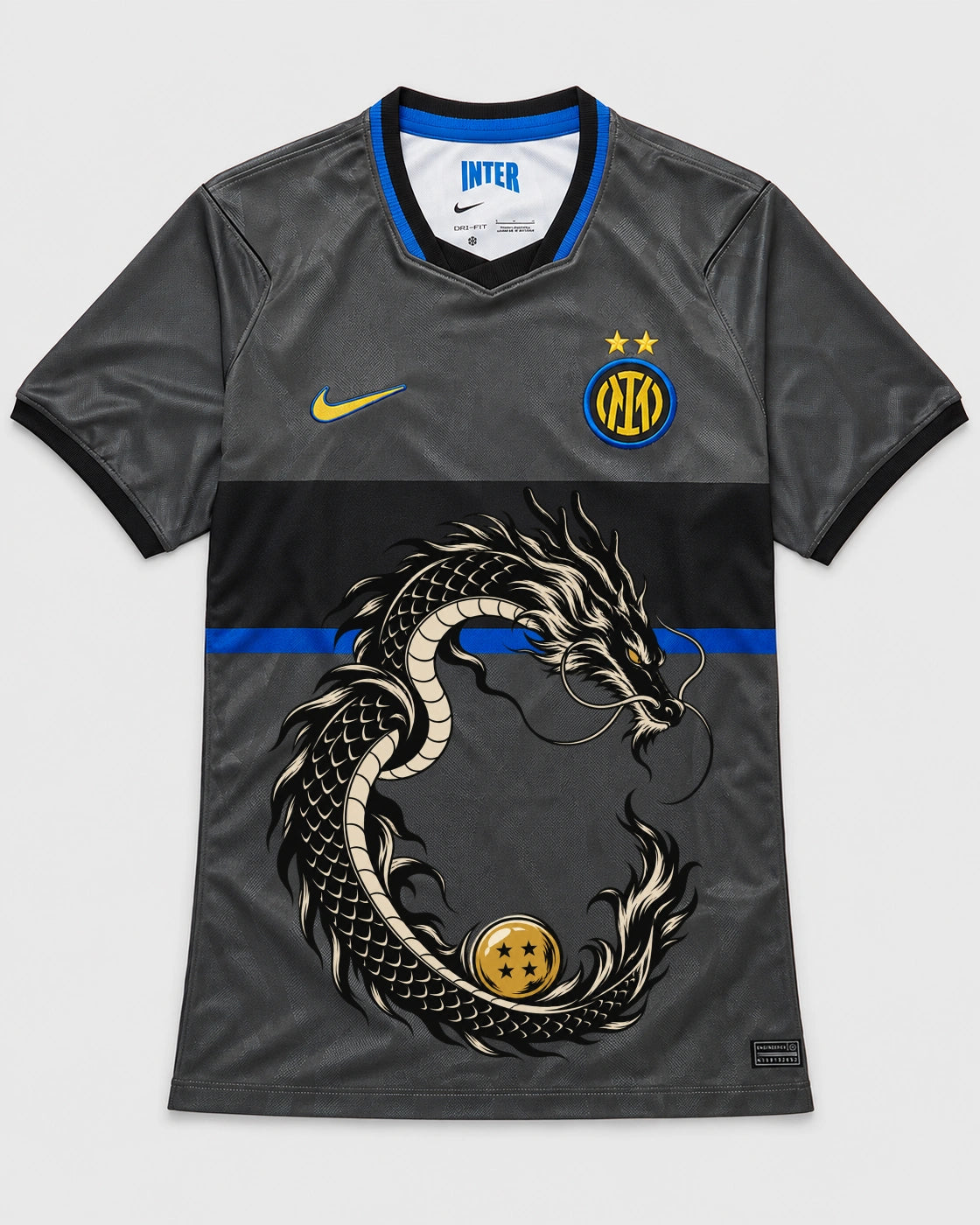 Inter Milan Gray Shenron Emblem Dragon Ball Jersey — Front