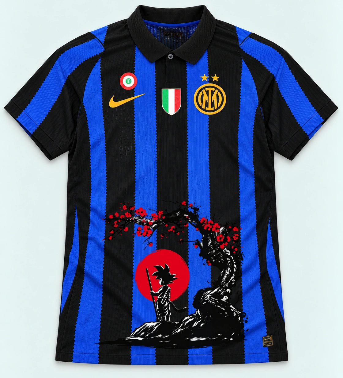 Inter Milan Striped Goku Sakura Dragon Ball Jersey — Front