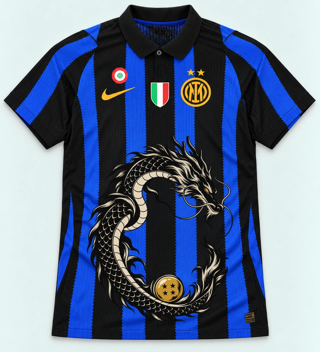 Inter Milan Striped Shenron Emblem Dragon Ball Jersey — Front