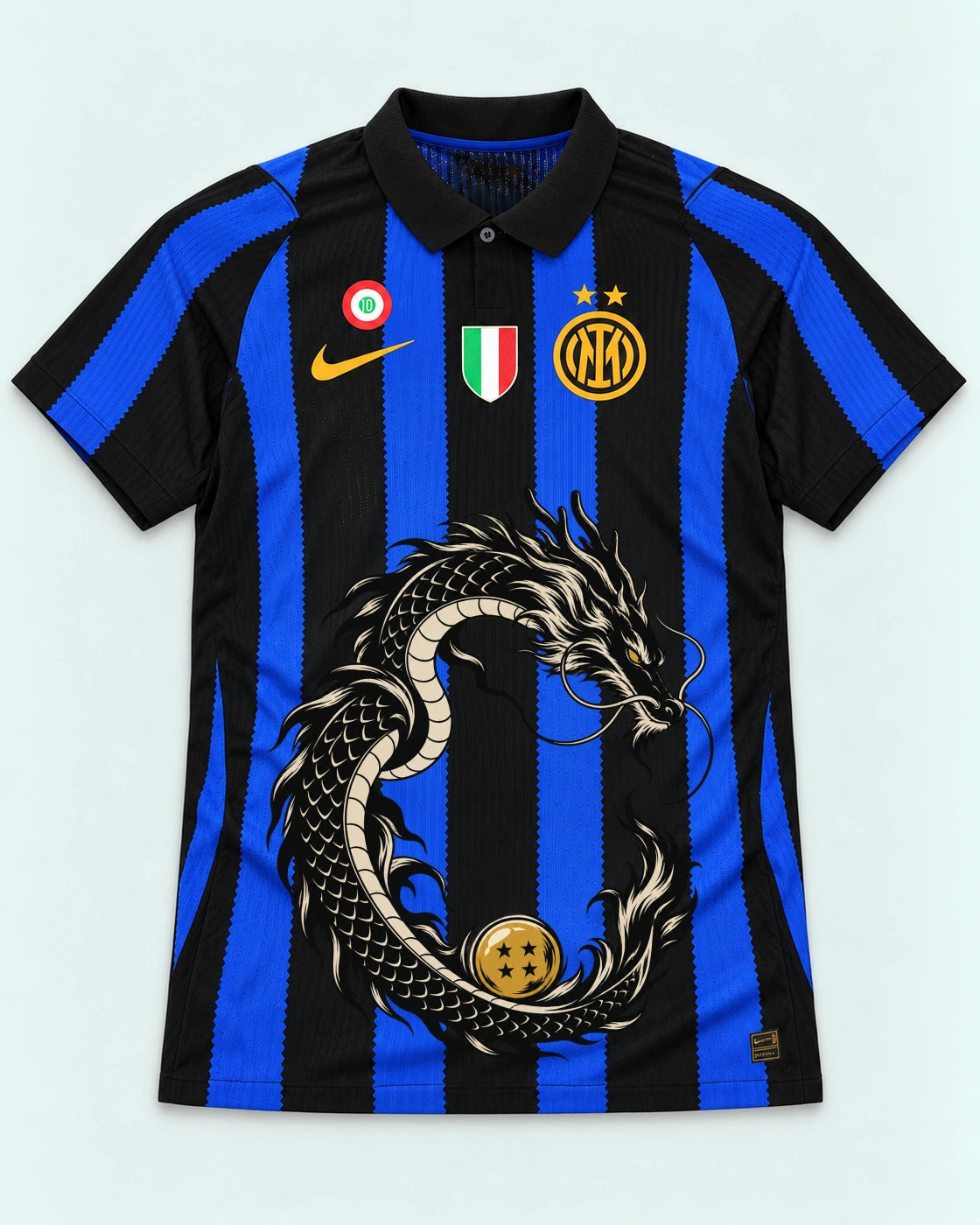 Inter Milan Striped Shenron Emblem Dragon Ball Jersey — Front