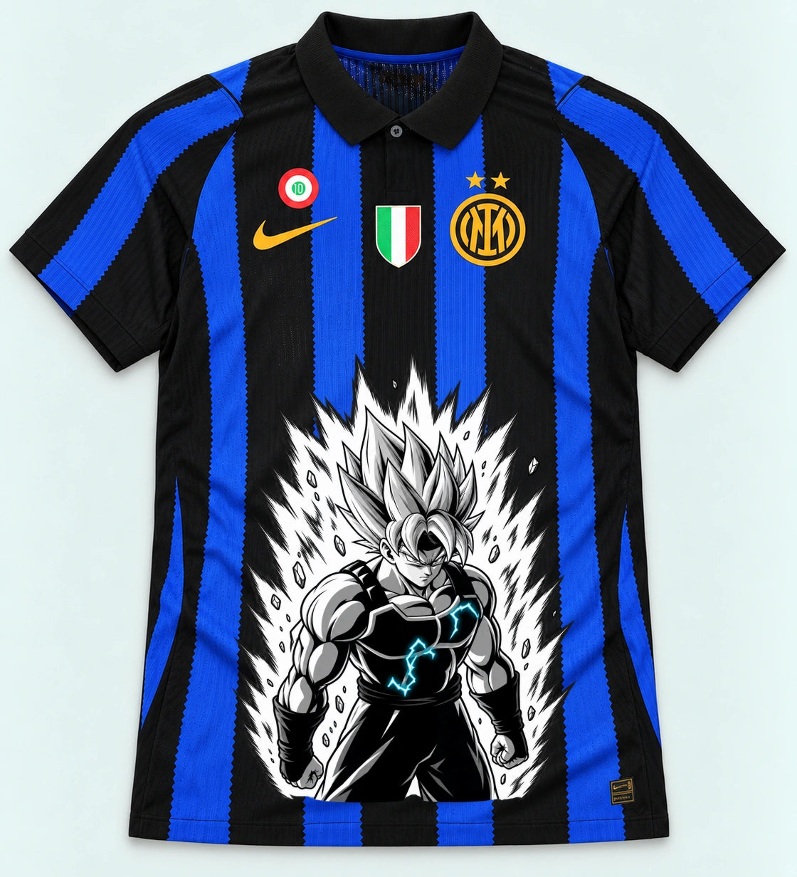 Inter Milan Striped Super Saiyan Aura Dragon Ball Jersey — Front