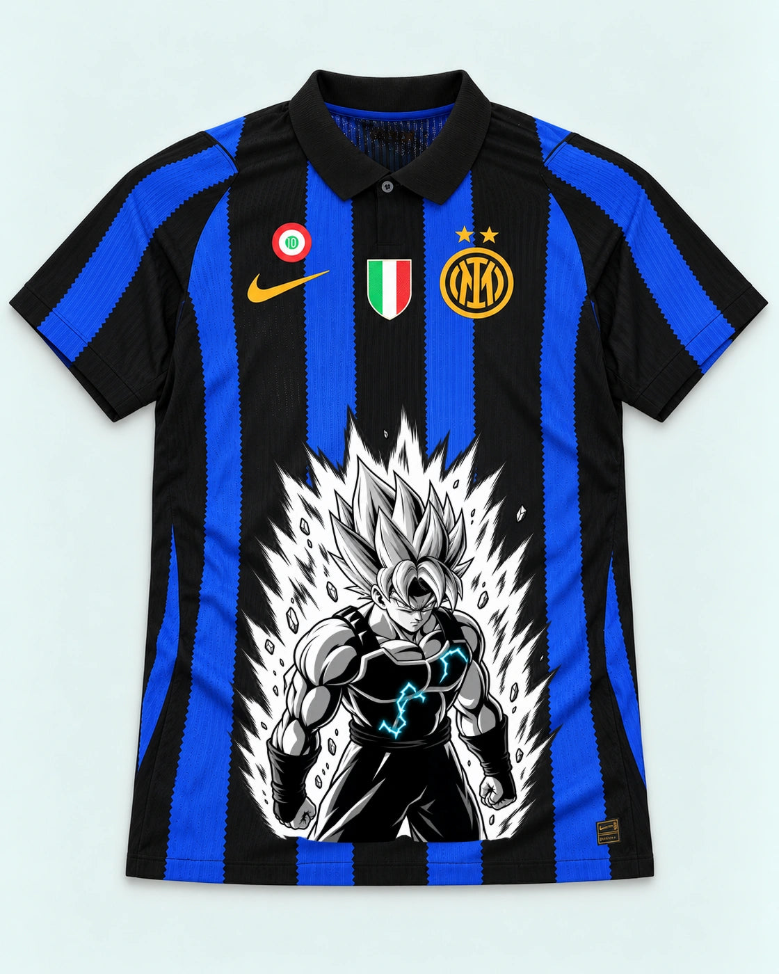 Inter Milan Striped Super Saiyan Aura Dragon Ball Jersey — Front