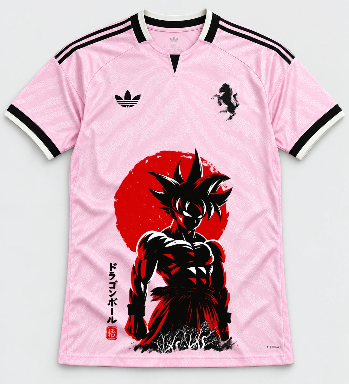 Juventus Pink Goku Rising Sun Dragon Ball Jersey — Front