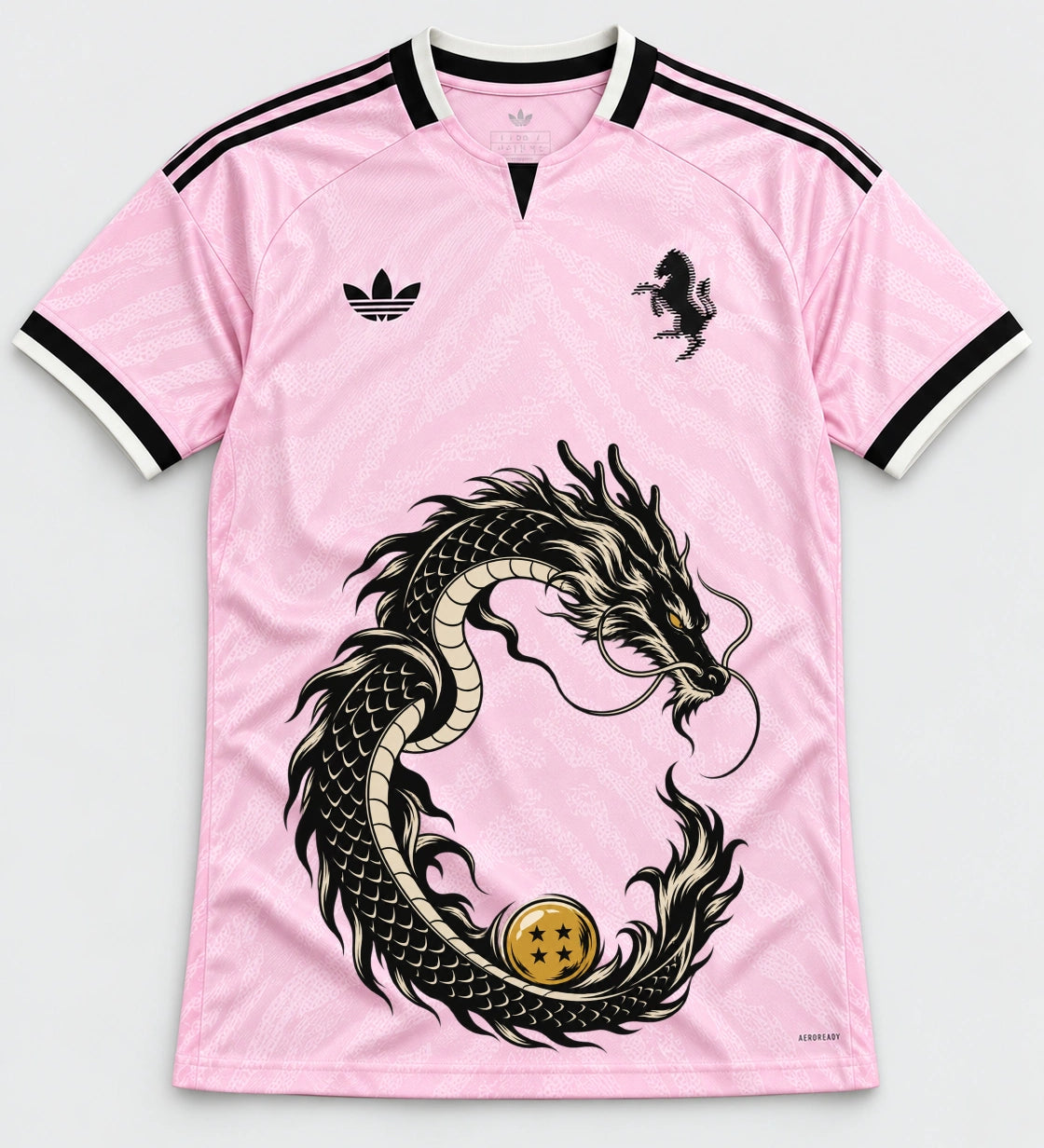 Juventus Pink Shenron Emblem Dragon Ball Jersey — Front