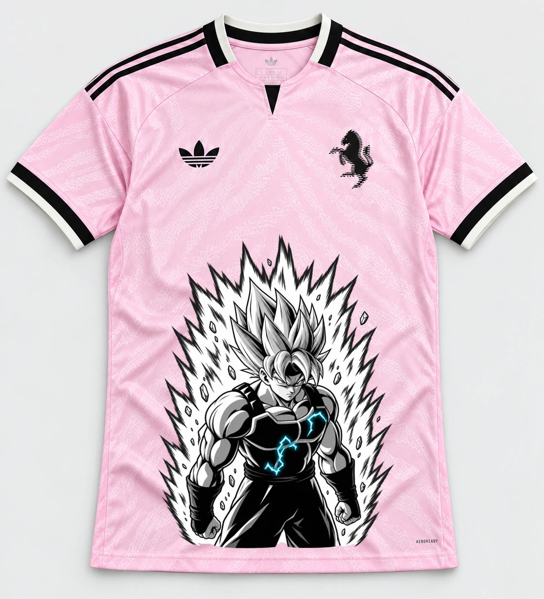Juventus Pink Super Saiyan Aura Dragon Ball Jersey — Front