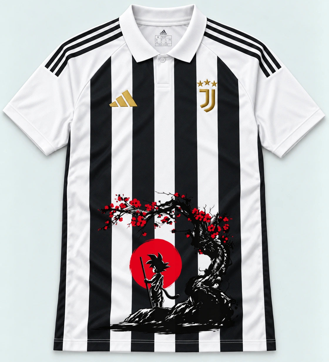 Juventus Striped Goku Sakura Dragon Ball Jersey — Front