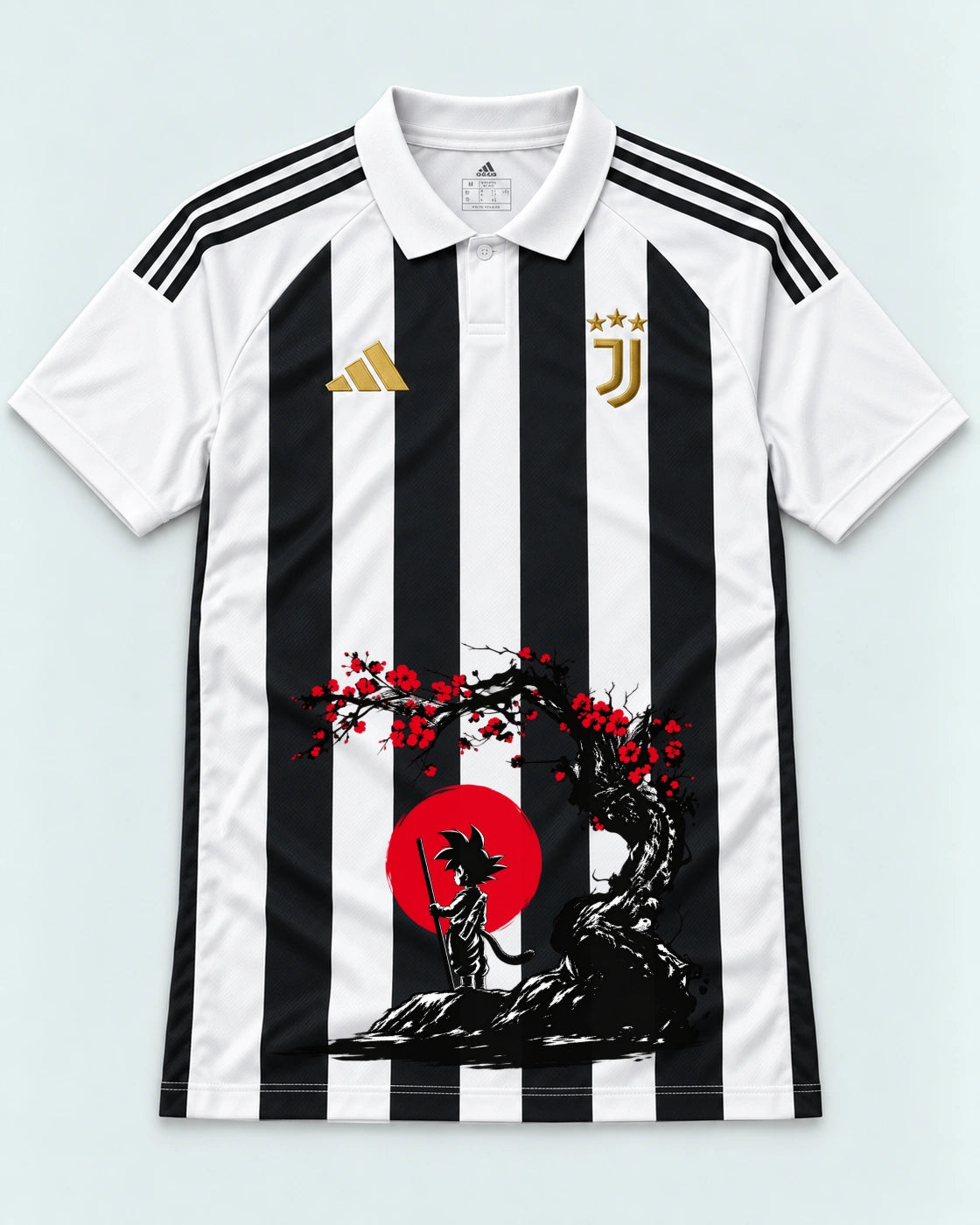Juventus Striped Goku Sakura Dragon Ball Jersey — Front