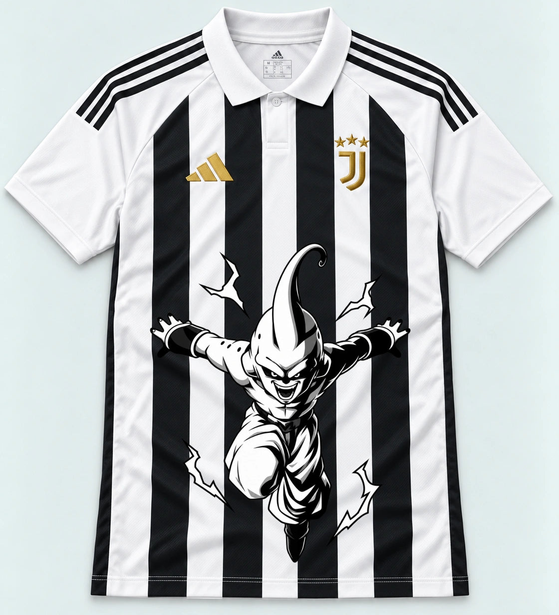 Juventus Striped Kid Buu Dragon Ball Jersey — Front