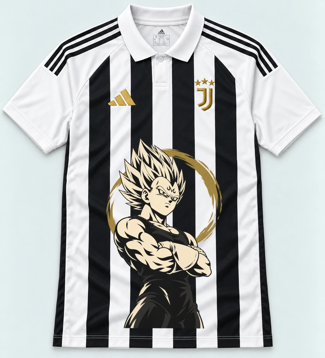 Juventus Striped Majin Vegeta Dragon Ball Jersey — Front