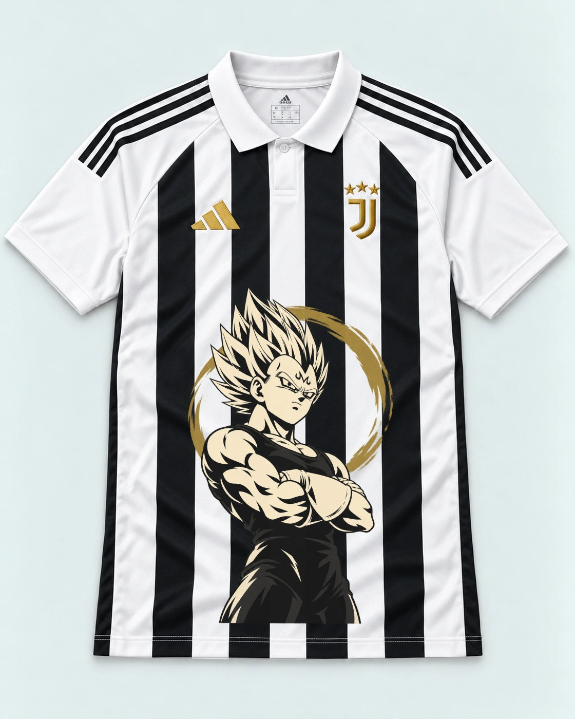 Juventus Striped Majin Vegeta Dragon Ball Jersey — Front
