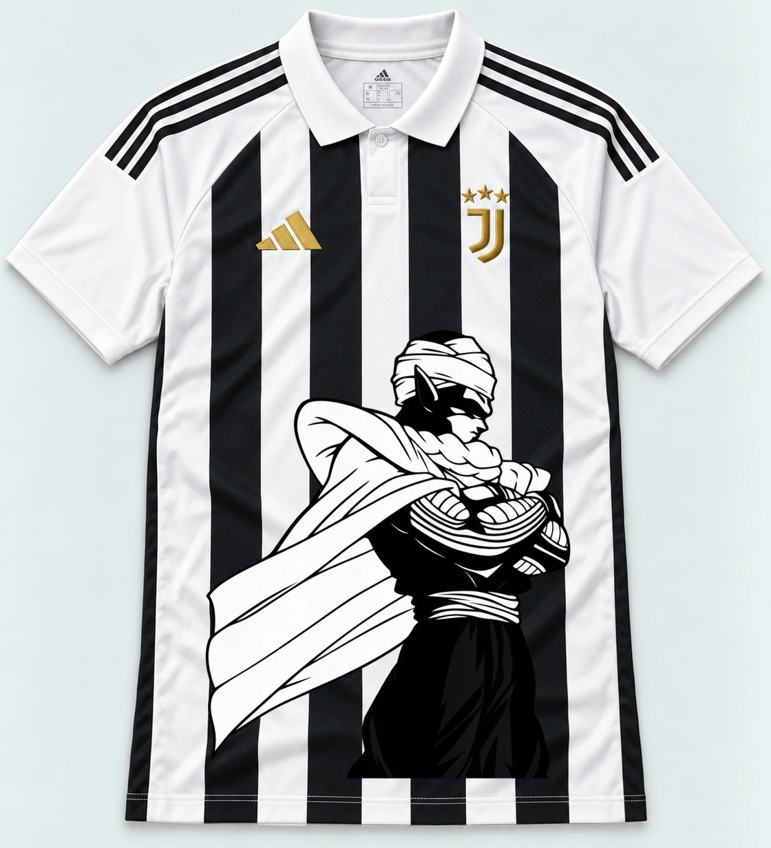 Juventus Striped Piccolo Cloak Dragon Ball Jersey — Front