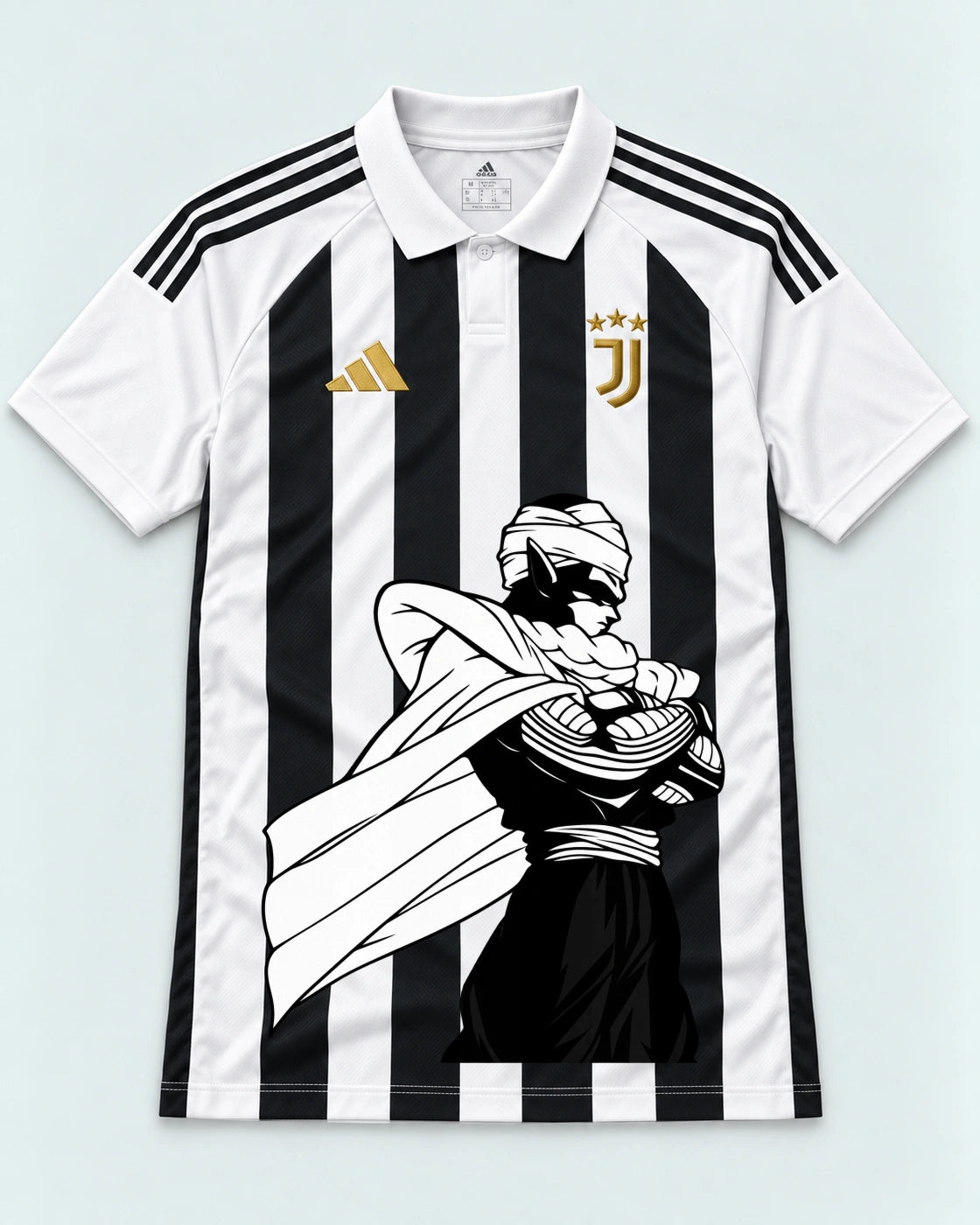 Juventus Striped Piccolo Cloak Dragon Ball Jersey — Front