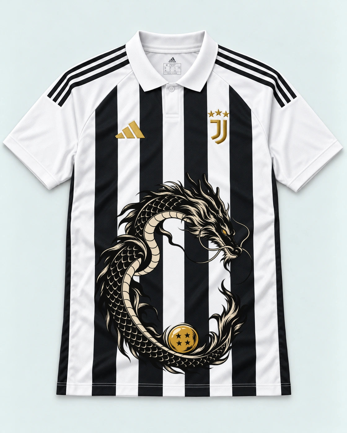Juventus Striped Shenron Emblem Dragon Ball Jersey — Front